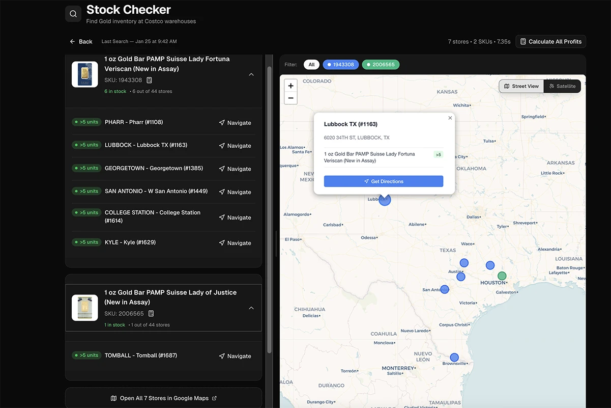 Stock Search Results